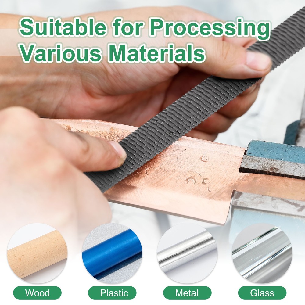 2 Pcs 8" Round Medium Cut File Medium Metal File without Handle, Grey