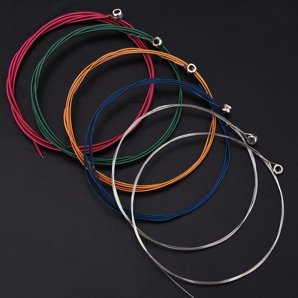 Bememo 2 Sets of 6 Guitar Strings Blue,Green,Multicolor,Rose Red,Silver