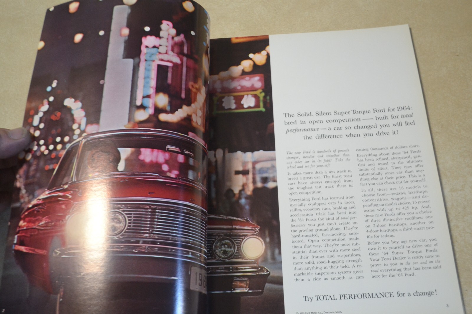 1964 Ford Sales Brochure "Big Total Performance Cars" Galaxy Custom Wagon 500