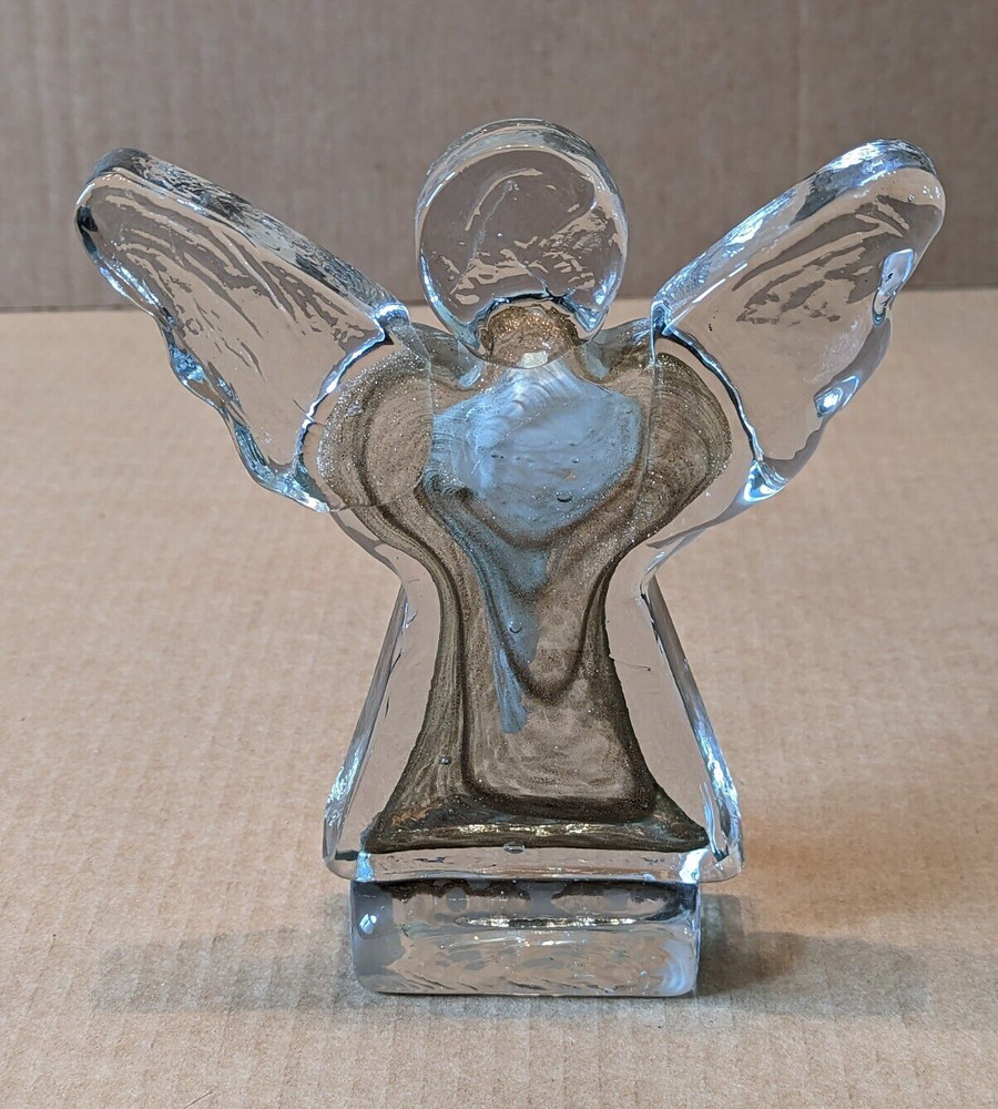Solid Glass or Crystal Angel Block Style Vintage