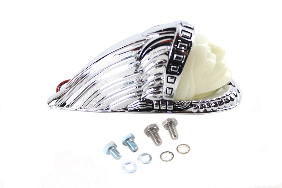 Indian Head Fender Lamp Ornament Light Chrome for Harley Custom
