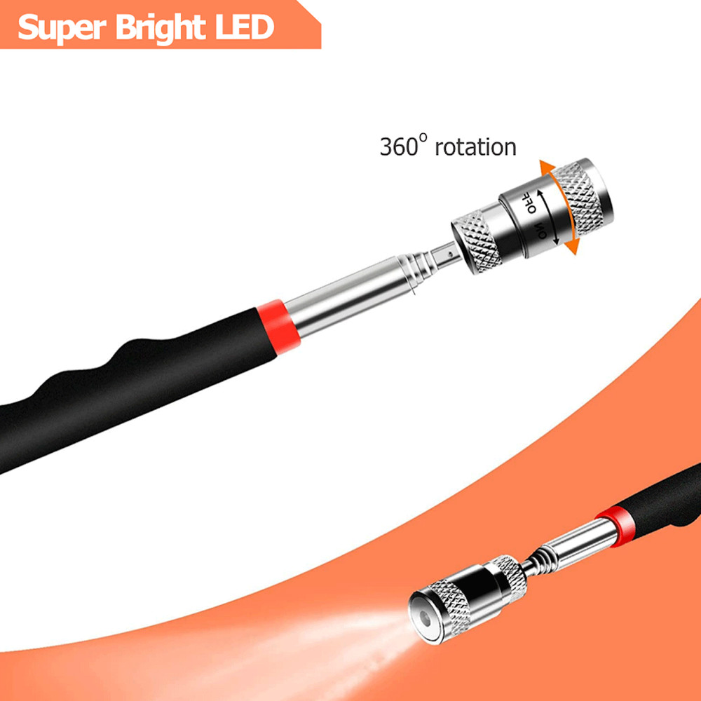 3 PCS Magnet Pickup Tool Telescoping Sticks Include 8 lb LED Light Magnet Stick