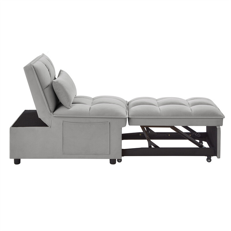 4-in-1 Multi-Function Single Sofa Bed, Sleeper Sofa Pull Out Couch Bed w/Pillows