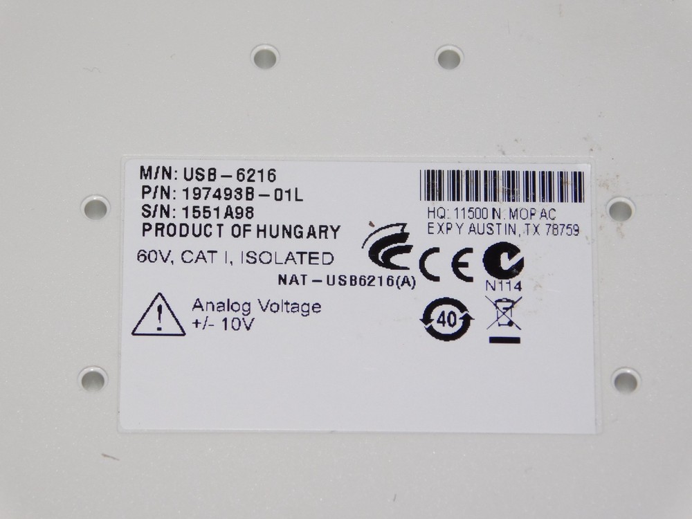 National Instruments NI USB-6216 Data Acquisition Device Isolated Multifunction