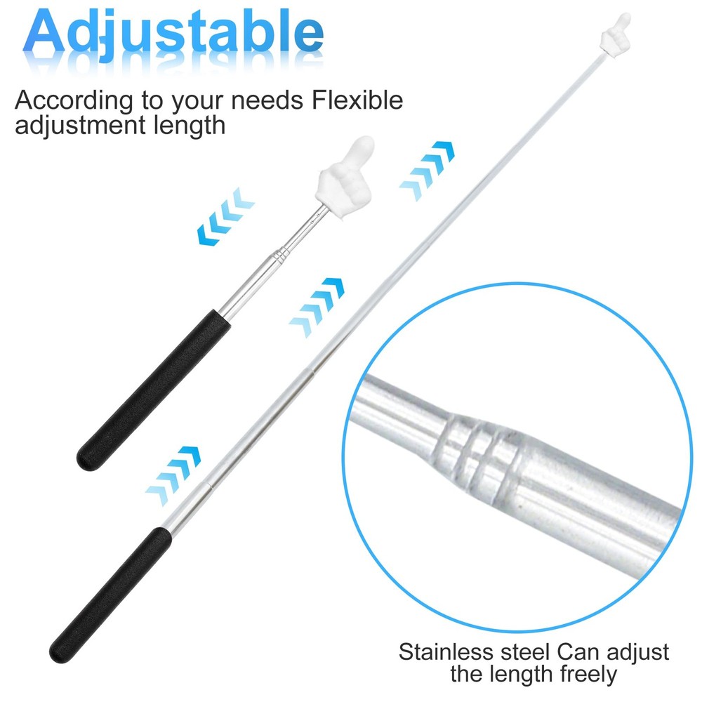 2Pcs Telescopic Teachers Pointer, Mini Pointer Finger Retractable, Black