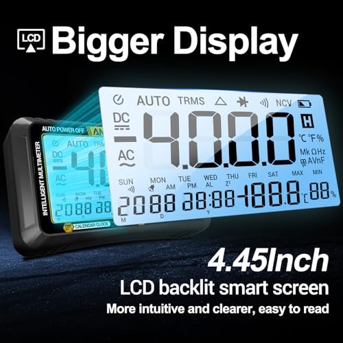 Digital Multimeter Tester,4000 Counts Voltage 613 Black Large Screen
