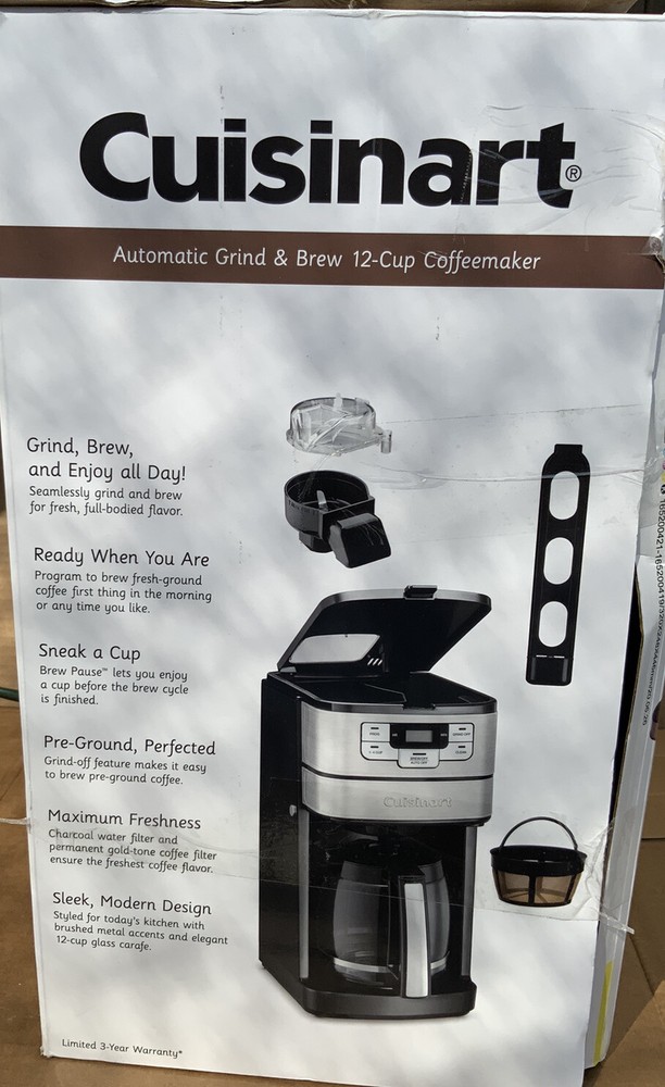🧷 Cuisinart Automatic Grind andBrew 12Cup Coffeemaker DGB-400 🆕 Distressed 📦