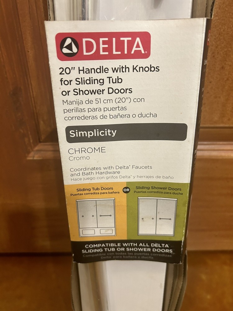 20” Delta Simplicity Handle with Knobs for Sliding Shower or Bathtub Door Chrome