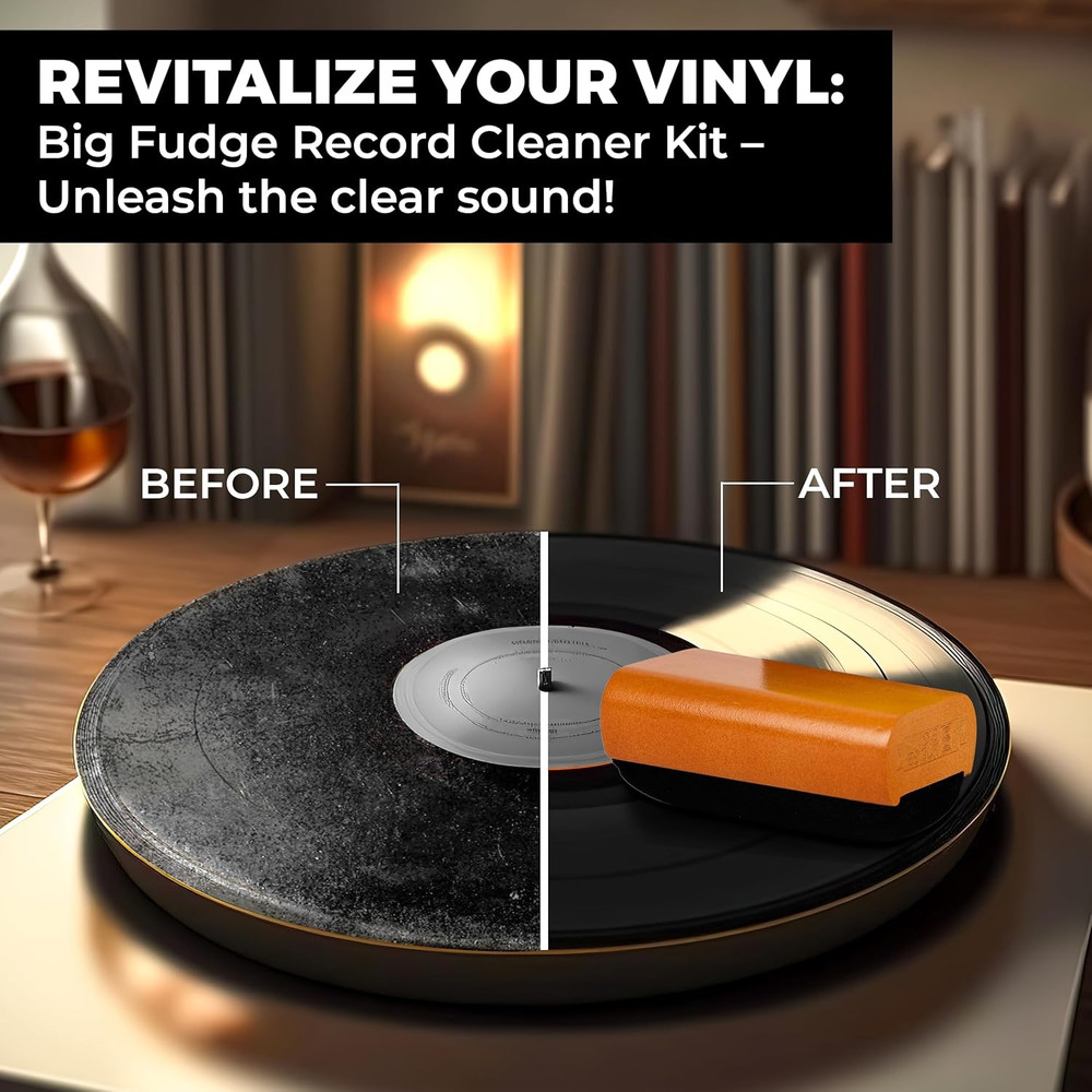 Big Fudge Vinyl Record Cleaning Kit - 4-In-1 Record Cleaner Solution - Includes