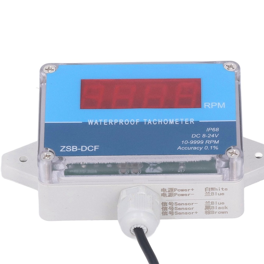 Motor Tachometer Speed Meter Sensor IP68 LED Digital Display DC 8V‑24V✈