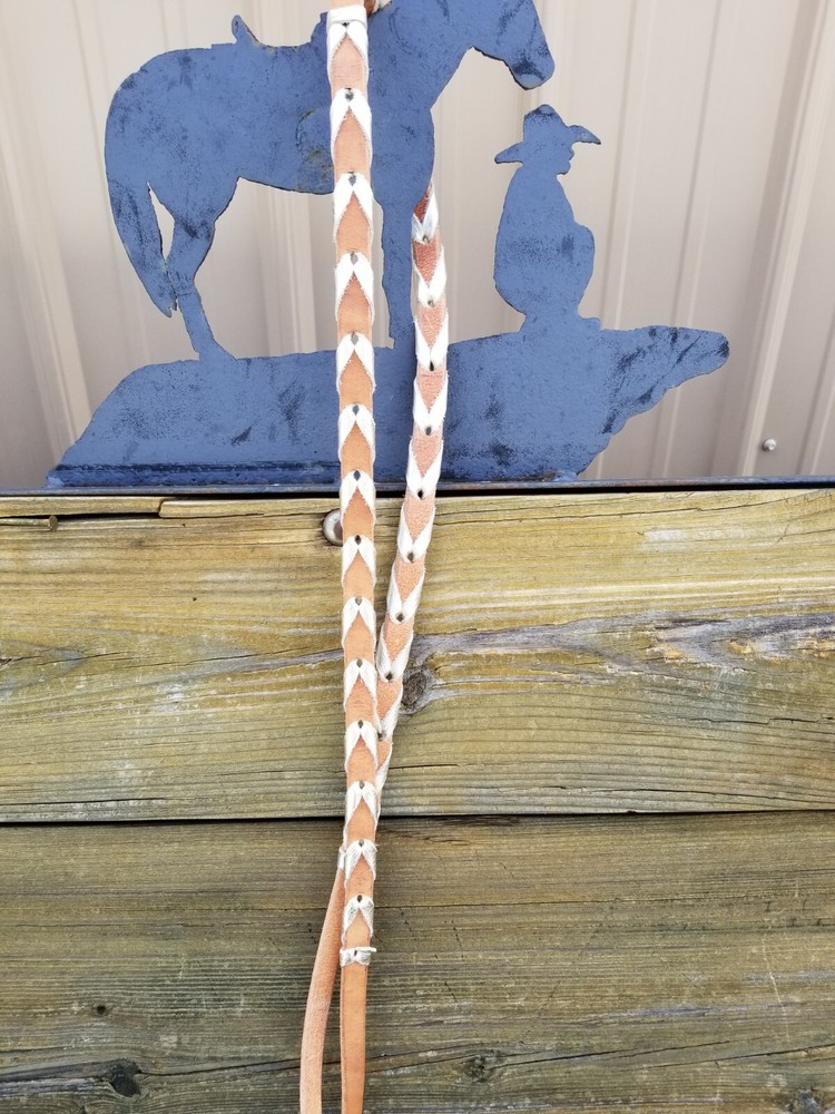 Silver Metallic Leather Laced Barrel Reins