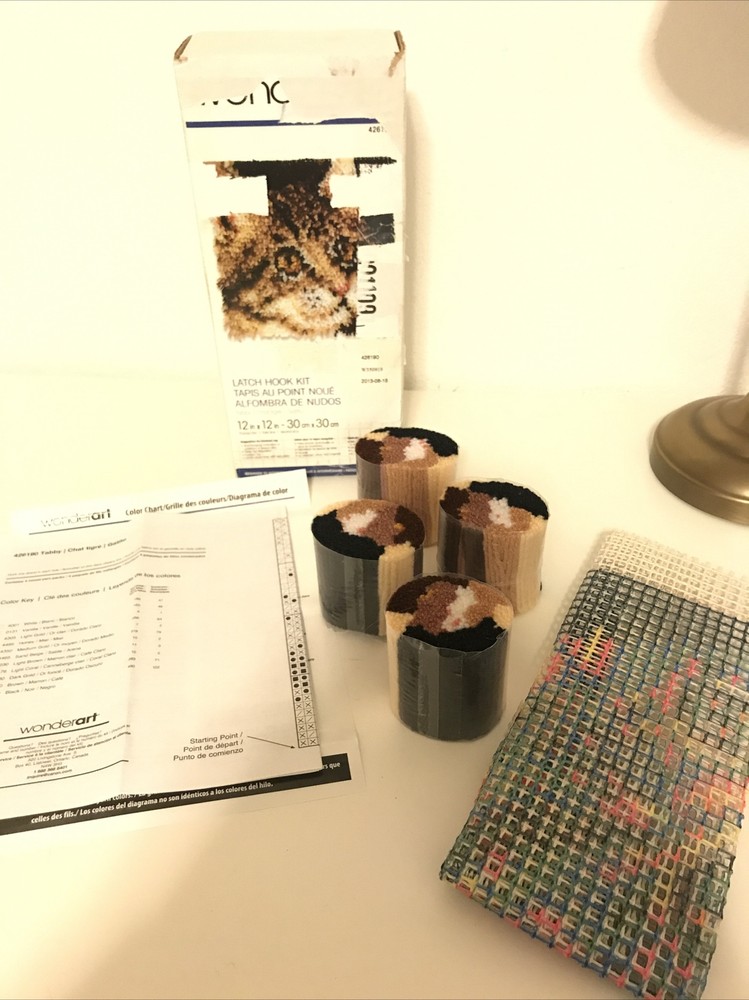 Wonderart Latch Hook Kit 12"X12" Tabby