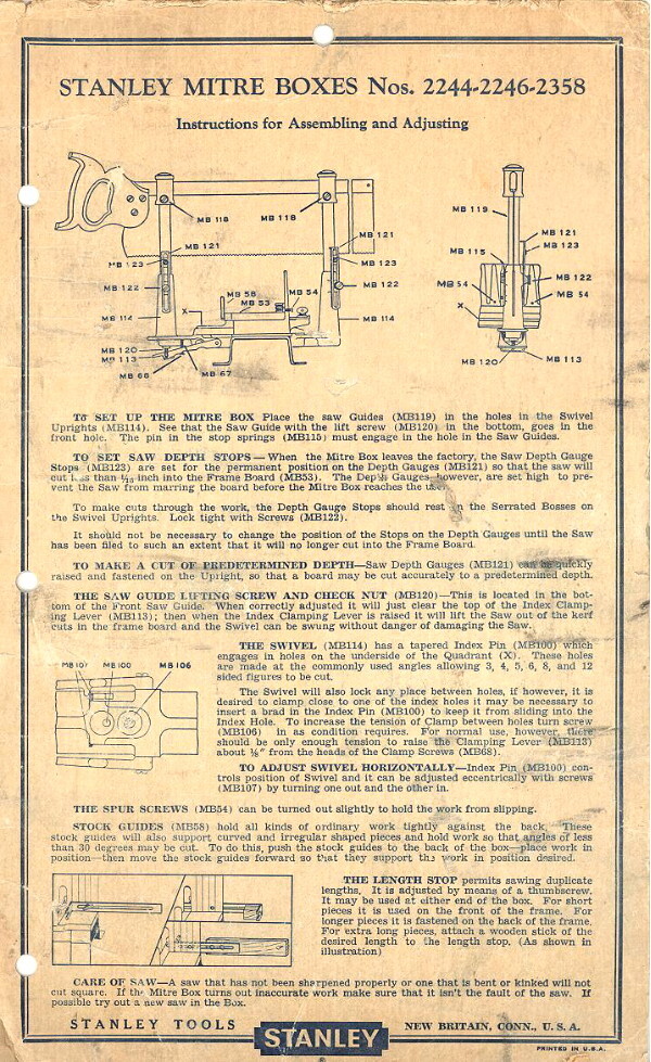 STANLEY MITRE BOXES ADVERTISING CARD