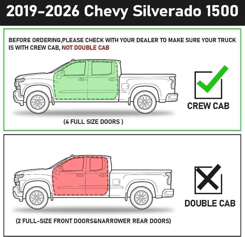 Running Boards Compatible with 19-26 Chevy Silverado/GMC Sierra 1500 Crew Cab