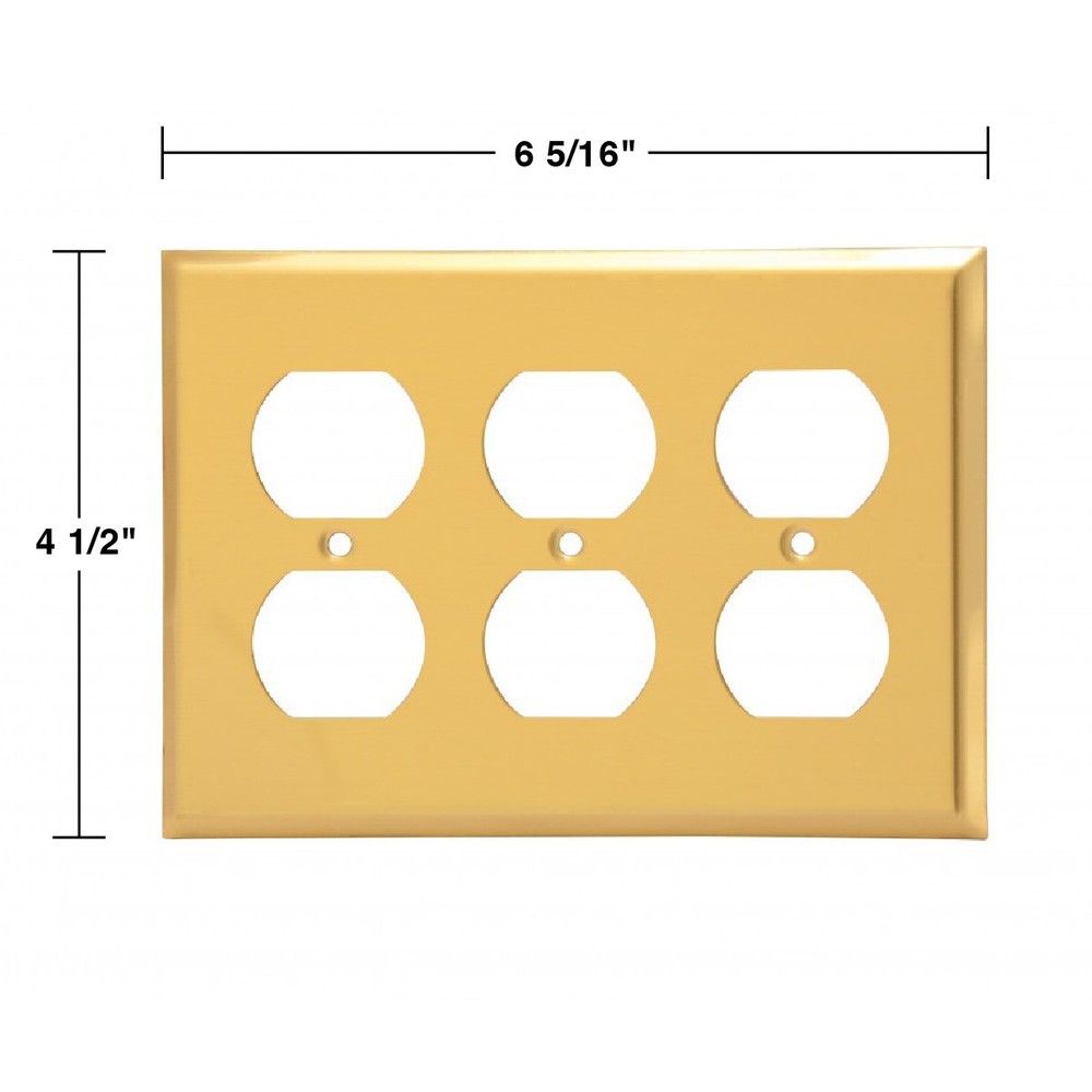 Switchplate Brushed Solid Brass Triple Outlet | Renovator's Supply