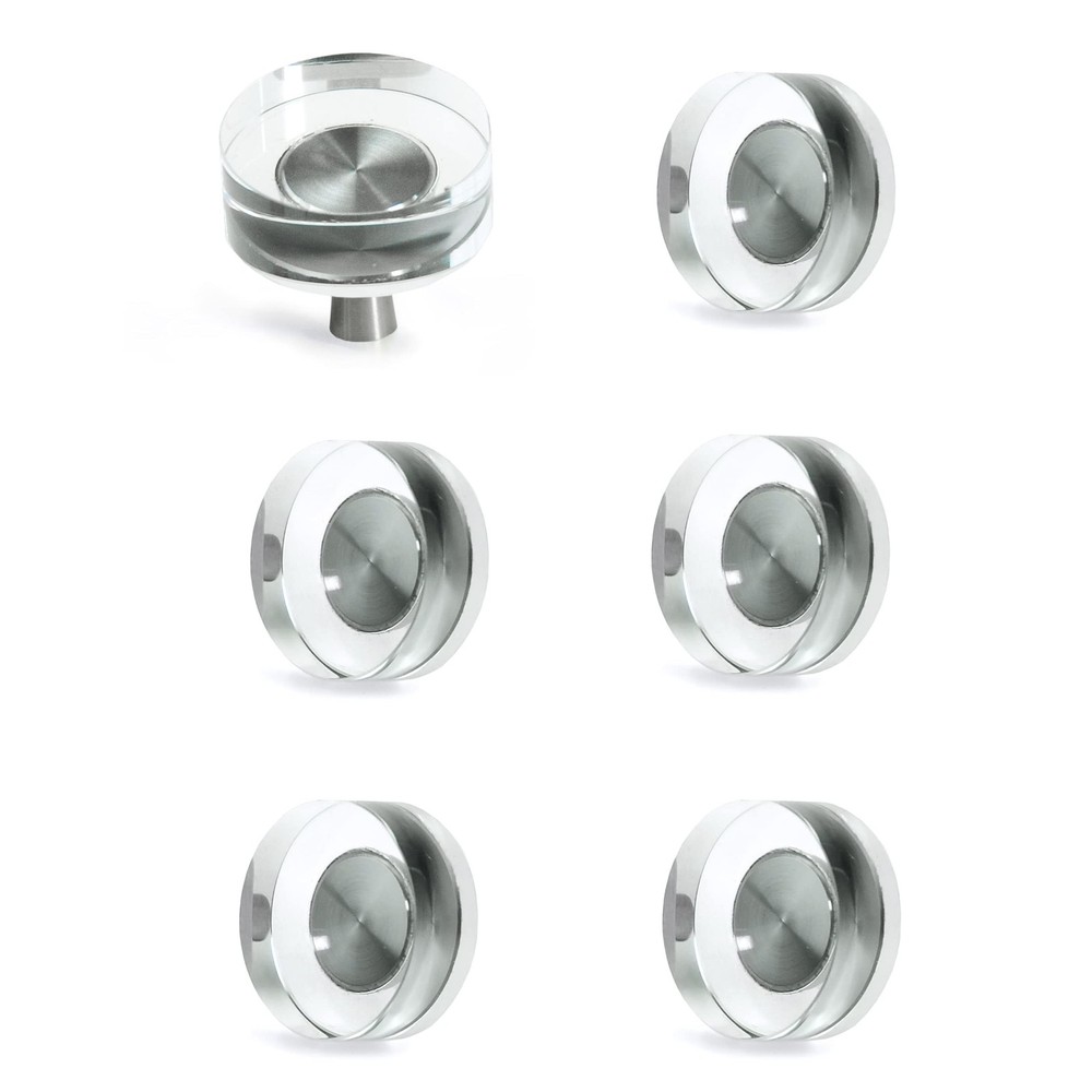 JEREVER 6 Pack Glass Crystal Knobs Brushed Nickel Drawer Pull Cabinet Handle ...