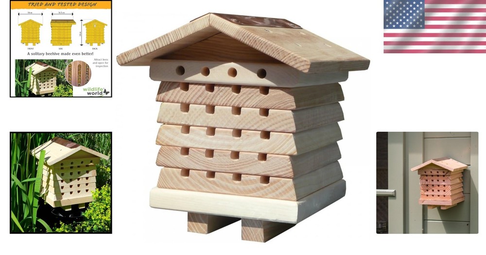 Modern Interactive Bee House - Safe Pollinator Nesting Solution, 6.5'' Diameter
