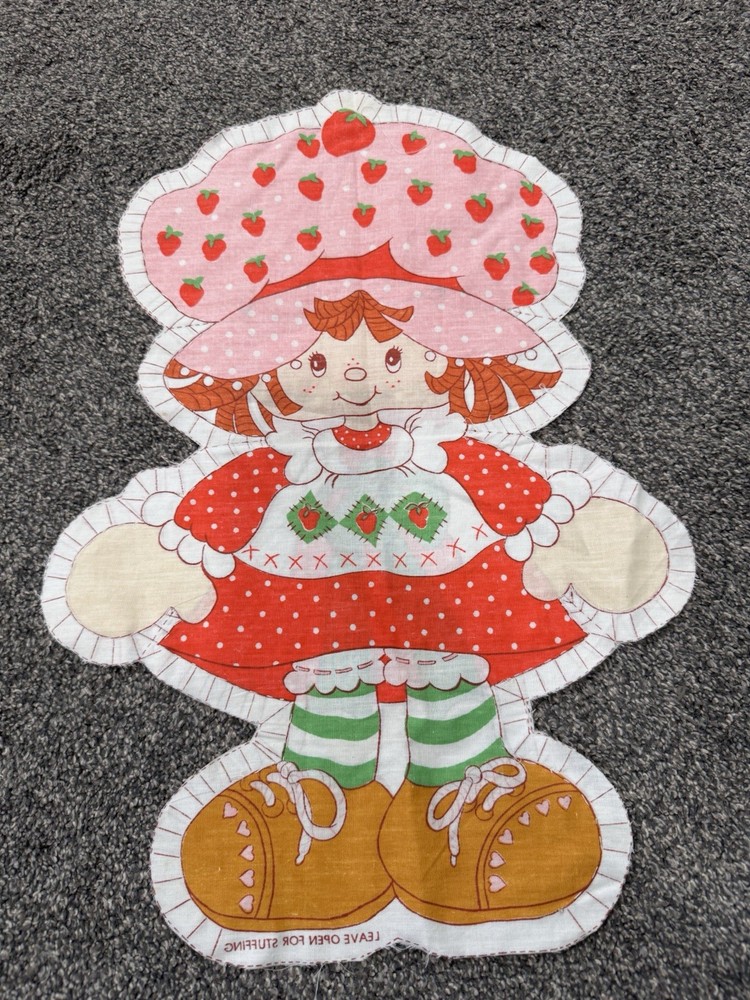 Vintage Strawberry Shortcake Cut-and-Sew Doll Pattern Fabric Panel Front & Back