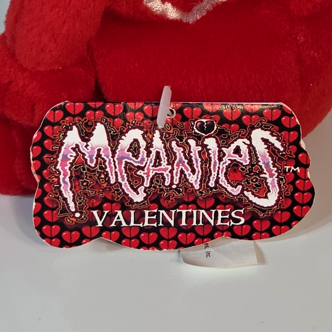 Idea Factory 1999 Meanies Valentines Red Heartless Bear Bean Bag Plush LE 7500