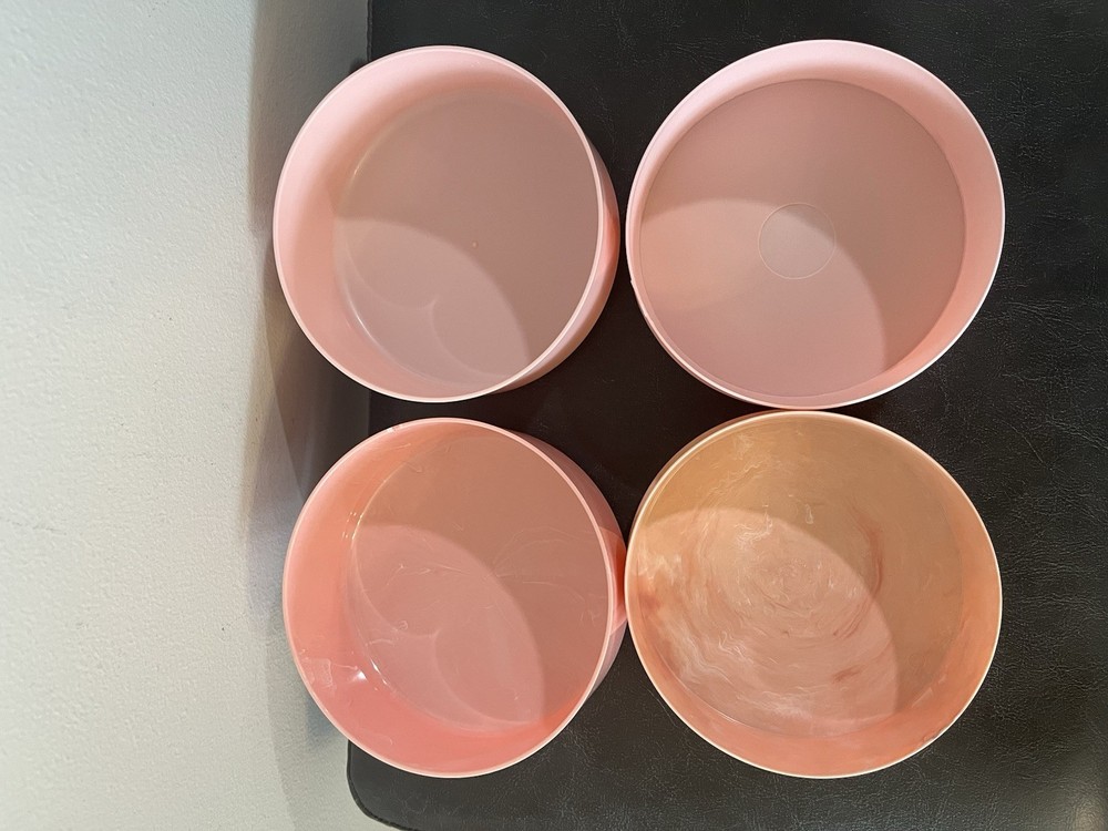 Vintage CHANTILLY Pink Marbled & Solid Dusting Powder EMPTY Containers W Lids