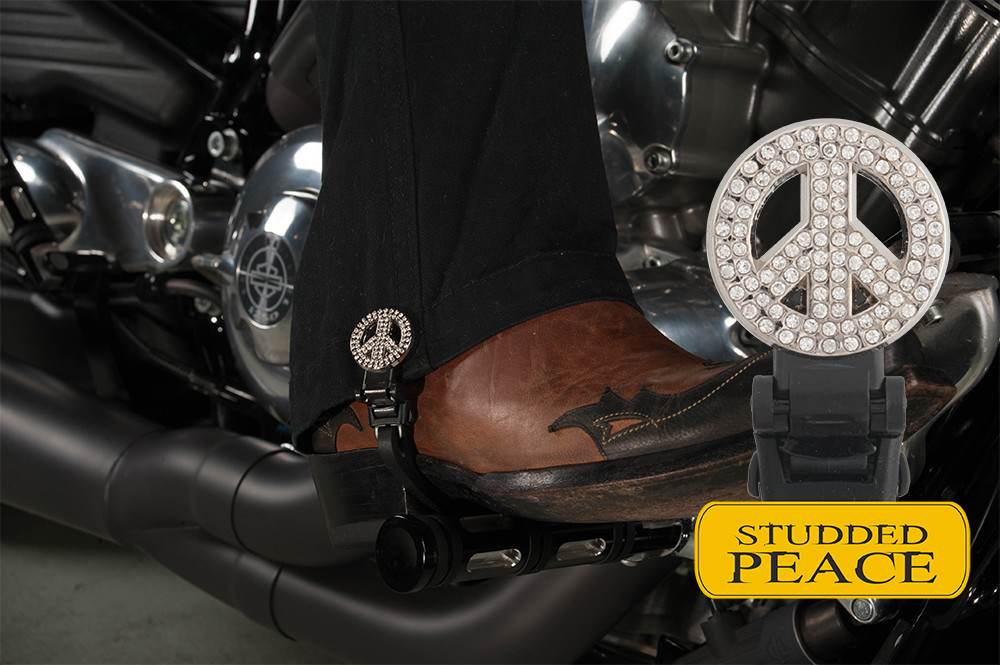 6" Studded Peace Biker Boot Straps