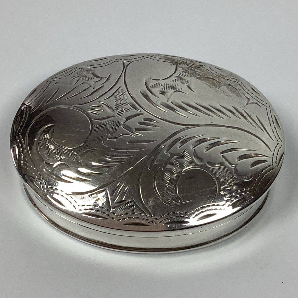 Solid Silver Pill Pot Hinged Lidded Box 22g Hallmarked Sheffield 1996