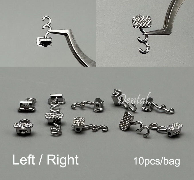 Dental Crimpable Hook Multi-Function Ortho Bondable Double Hooks with Hole L/R