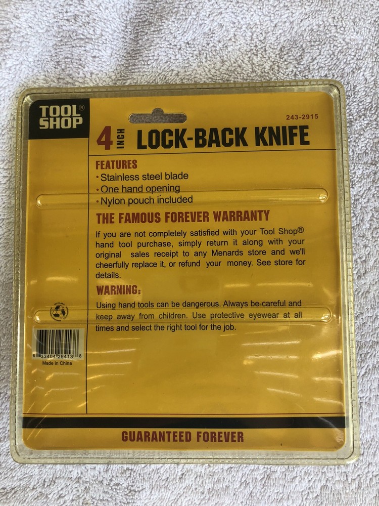 Tool Shop 4" Combo Blade Lock-Back Knife W/ Nylon Pouch - NIP