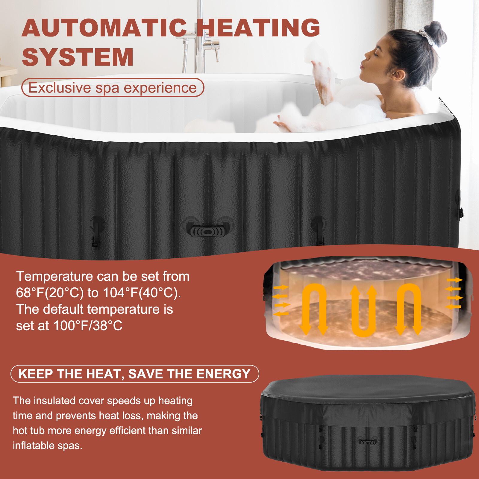 NAIZEA 6 Person Octagon Inflatable Hot Tub 130Air Jet Large Hot Tub 77"x77"x25"