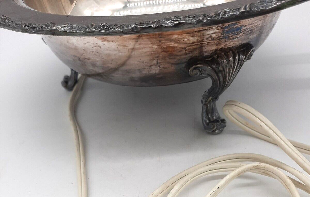 Vtg Webster Wilcox Electric Silverplate Footed Covered Warming Buffet Server