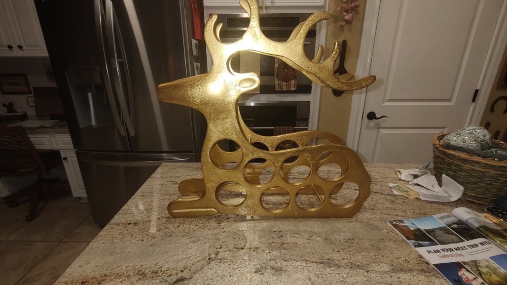 Elegant Gold Metal Stag Wine Rack