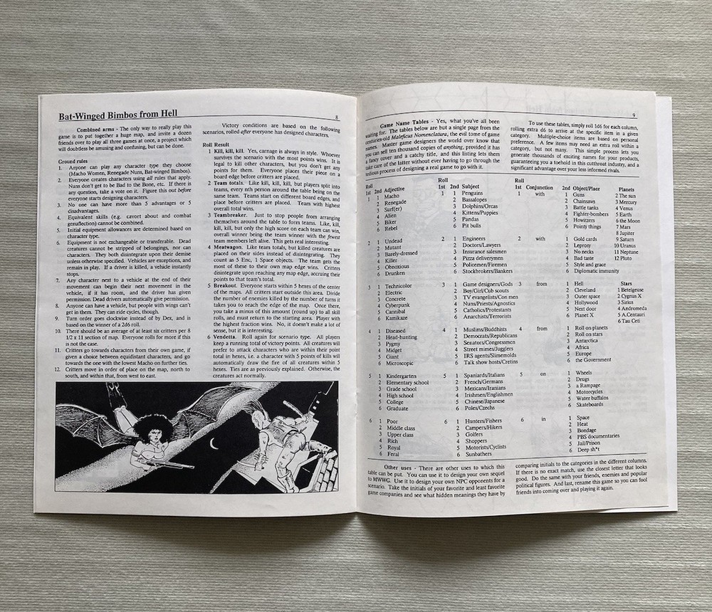 Greg Porter Sci-Fi Game Batwinged Bimbos From Hell 2nd Edition Unpunched