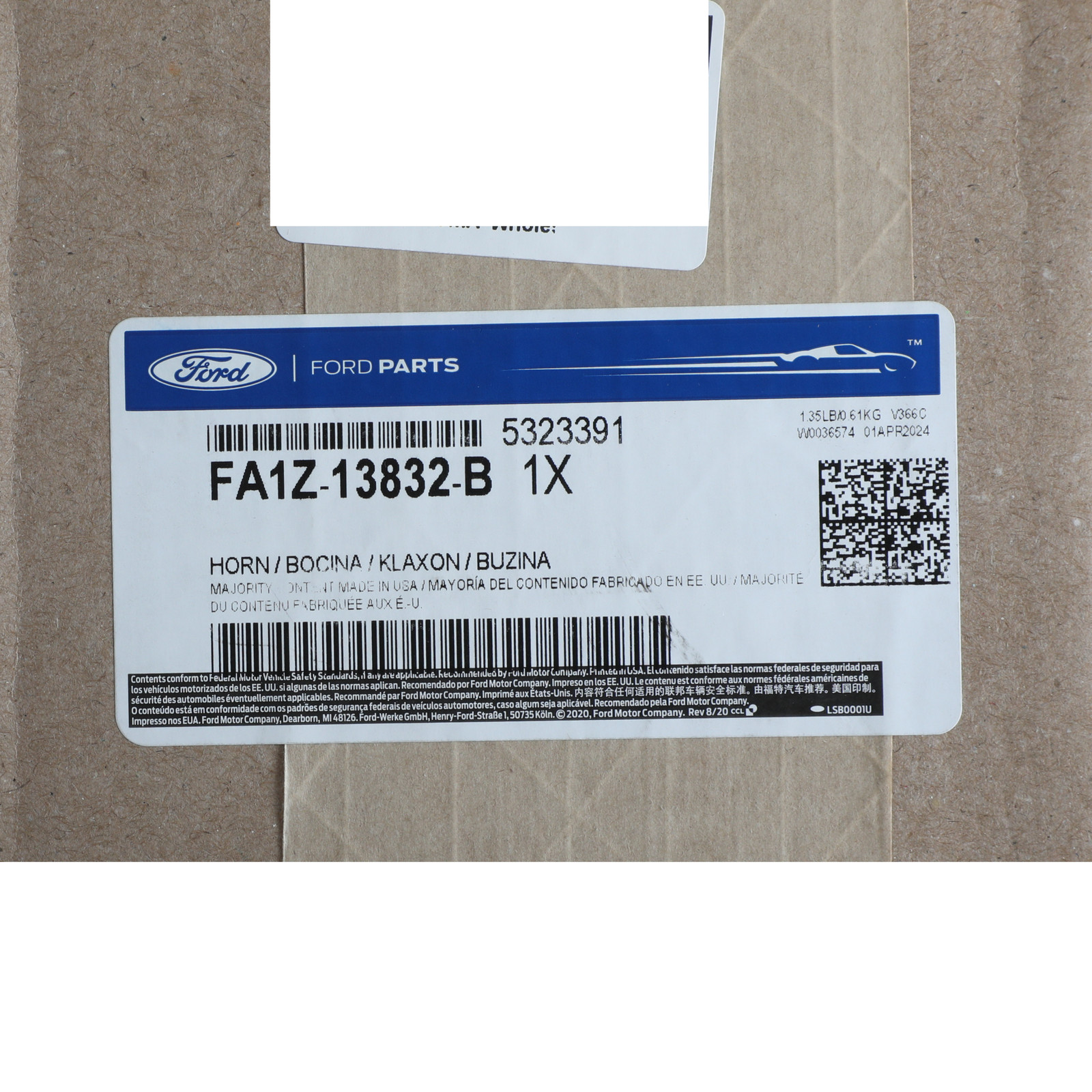 Genuine Ford Edge 2015-2018 Dual Note Electric Horn Assembly FA1Z-13832-B