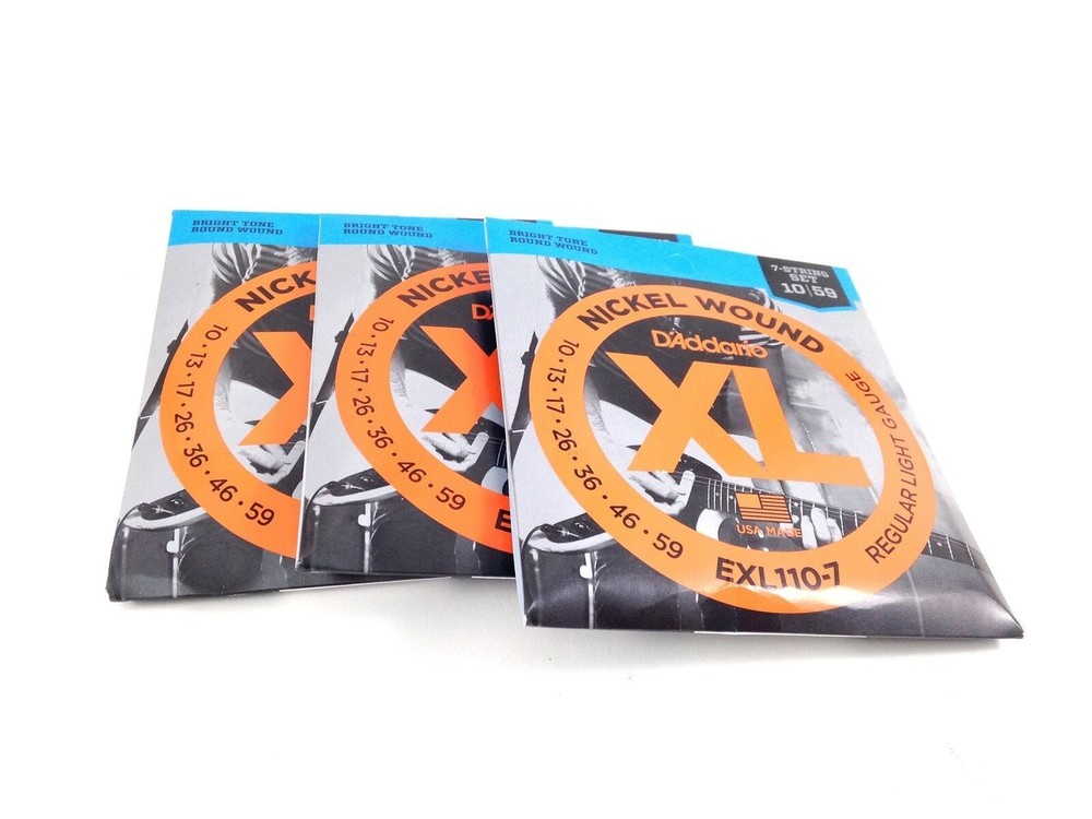 D'Addario Electric Guitar Strings 3 pack 7 string set EXL110-7 Light