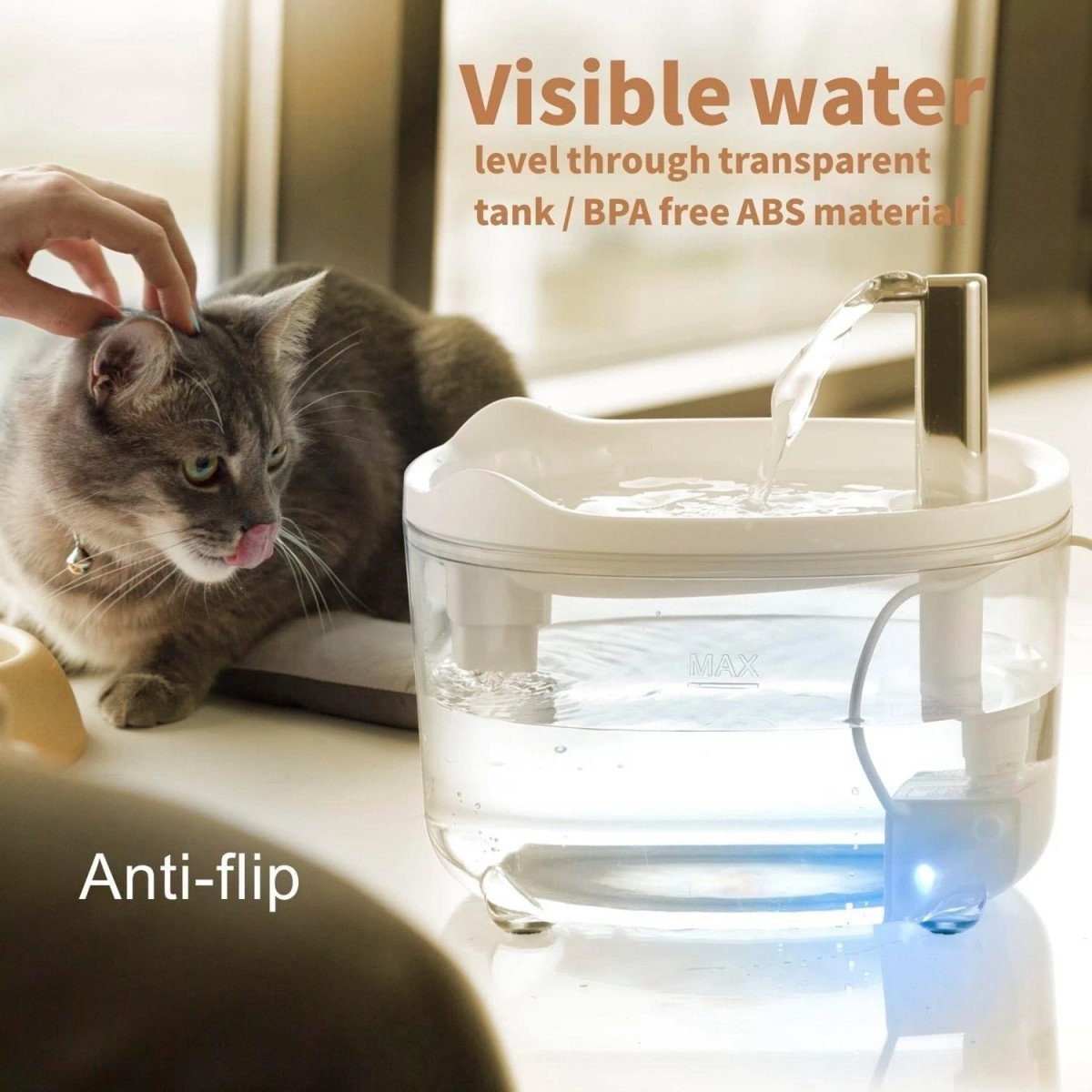 Large Capacity Cat Water Fountain-Automatic 50oz Pet Water Fountain for Cat Dog