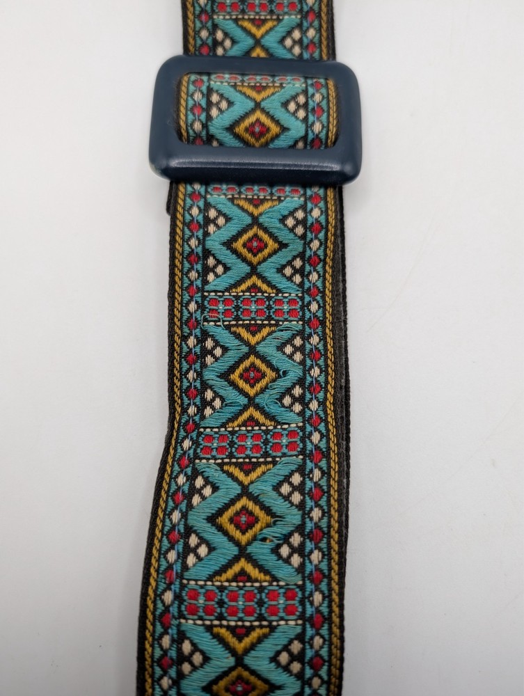 Vintage 70's Camera Neck Strap Woven Pattern Adjustable ~3ft Retro