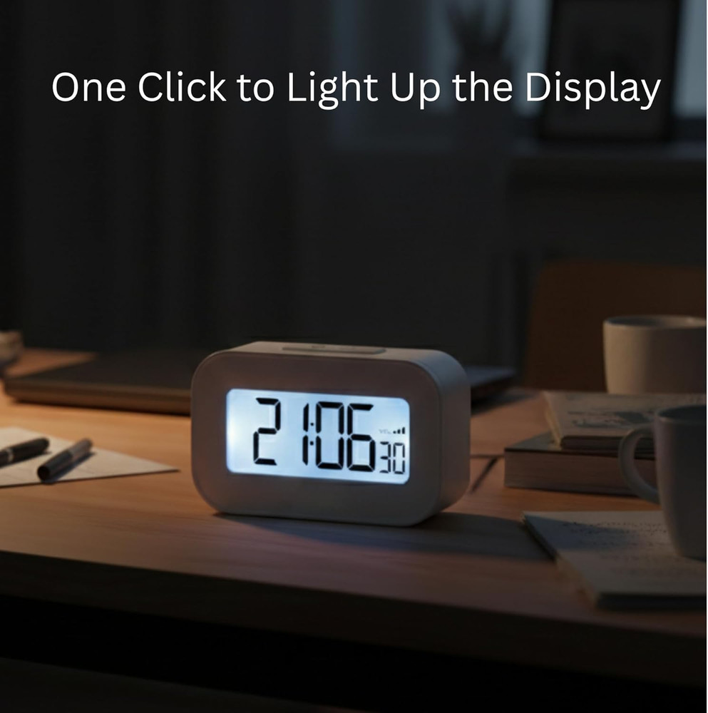 Travel Alarm Clock, Compact Digital Alarm Clock with Backlight, 3-Level Adjustab