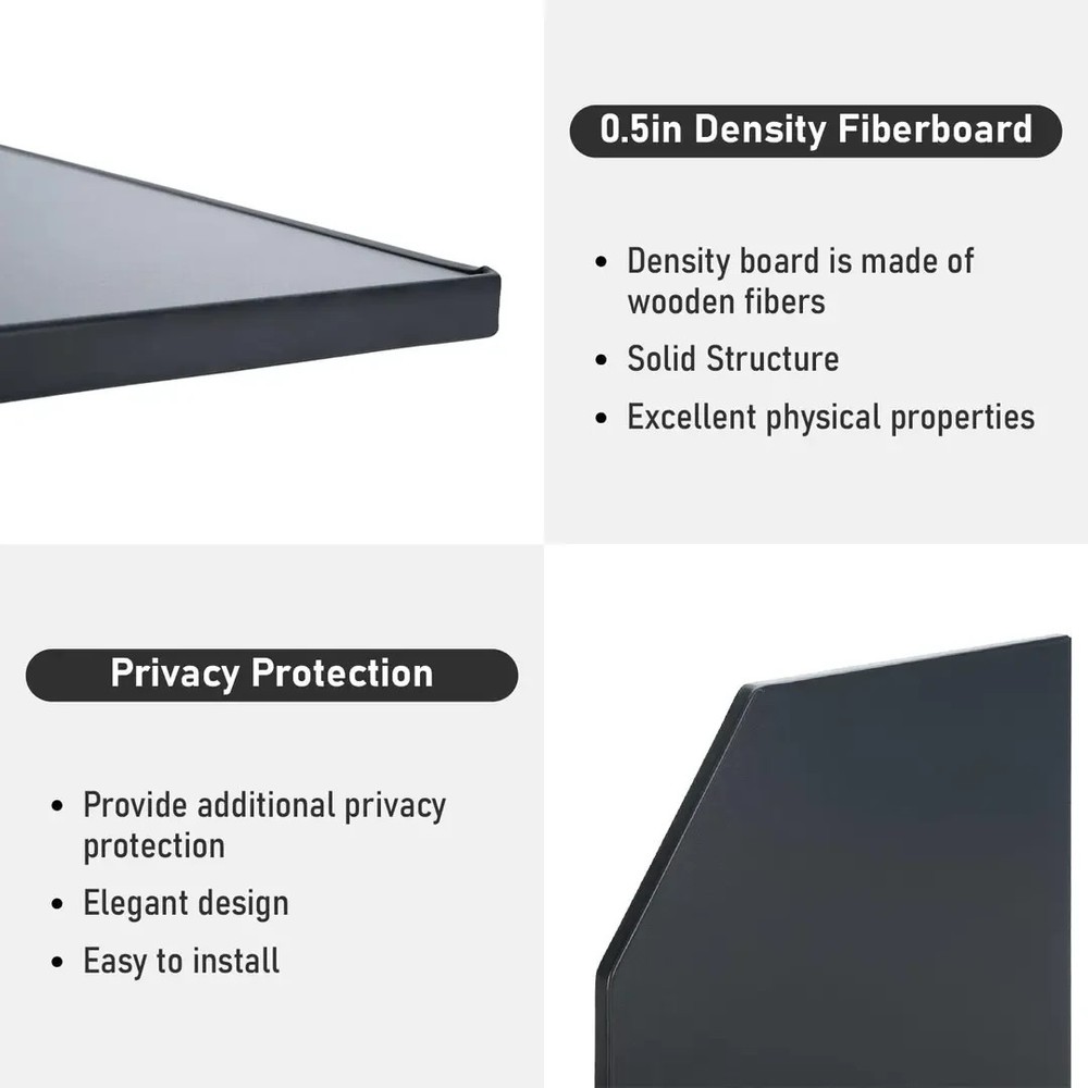 36" x 16" Urinal Partition Divider Screen,Wall-Mounted Men's Urinal Screen BLACK