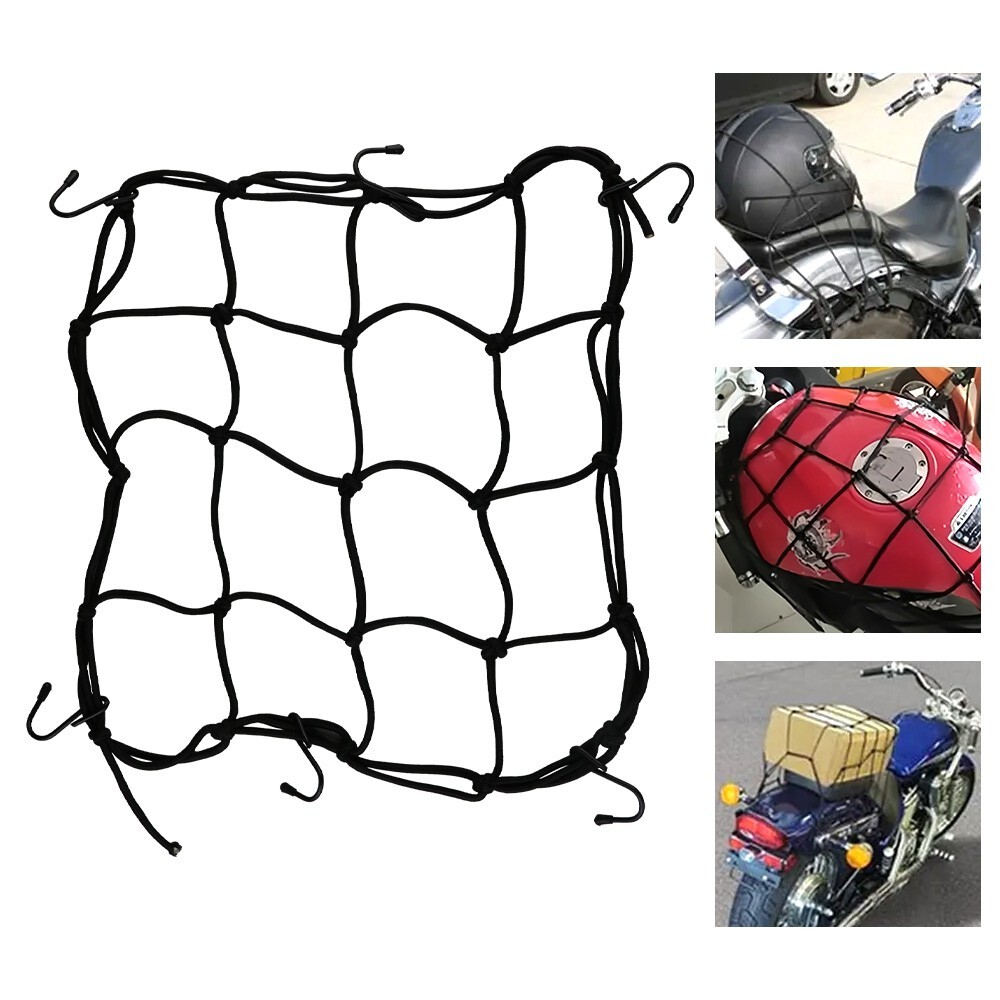US Cargo Net Motorcycle Helmet Mesh Luggage Tie Down Bungee Cord 12*12in