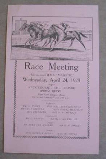 MAJESTIC (White Star) 1929 Race Programme