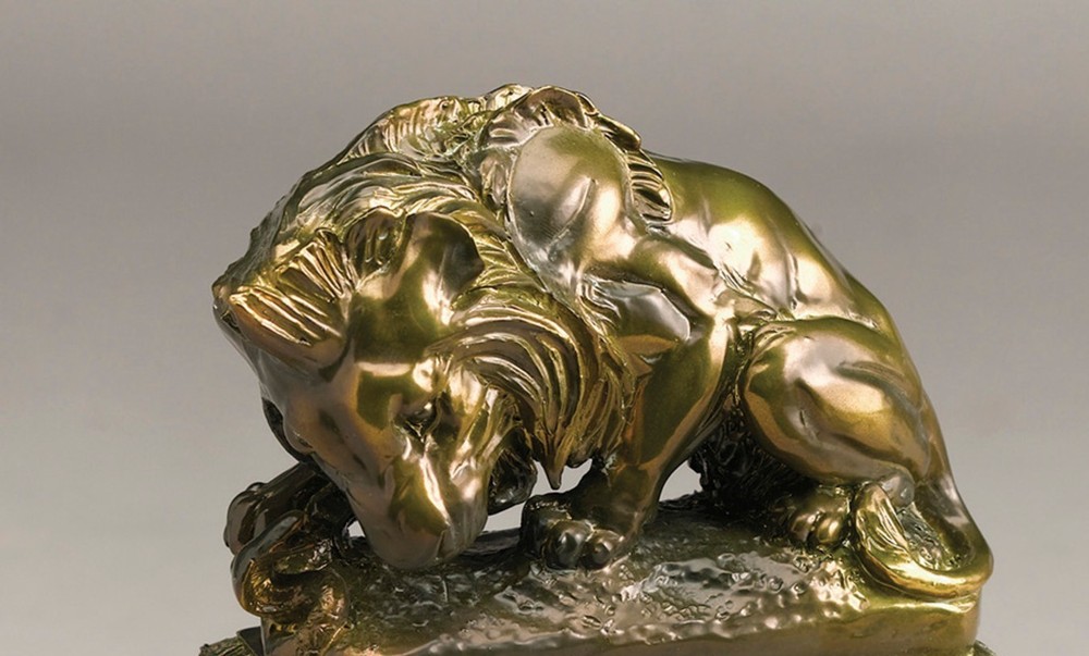 AA Importing Lion and Snack Clock, Bronze Finish