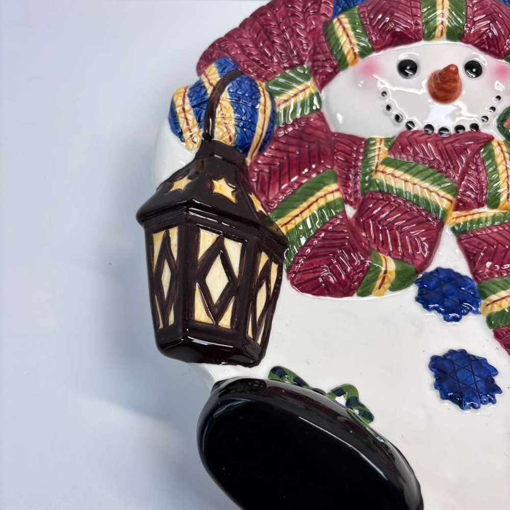 Adorable 3D Ceramic Snowman Serving Dish Cookie Plate