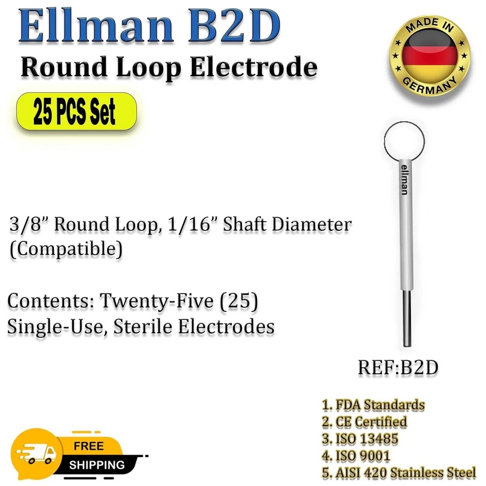 Ellman surgitron Round loop Electrode B2D-Twenty-Five (25) Single-Use Disposable