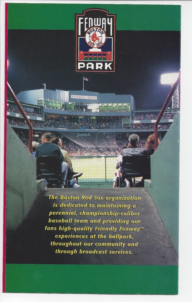 1998 Red Sox Ticket Guide with Pedro Martinez