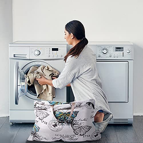 Extra Large Laundry Bag with Drawstring Closure and Handle, 28 x 40 Butterfly