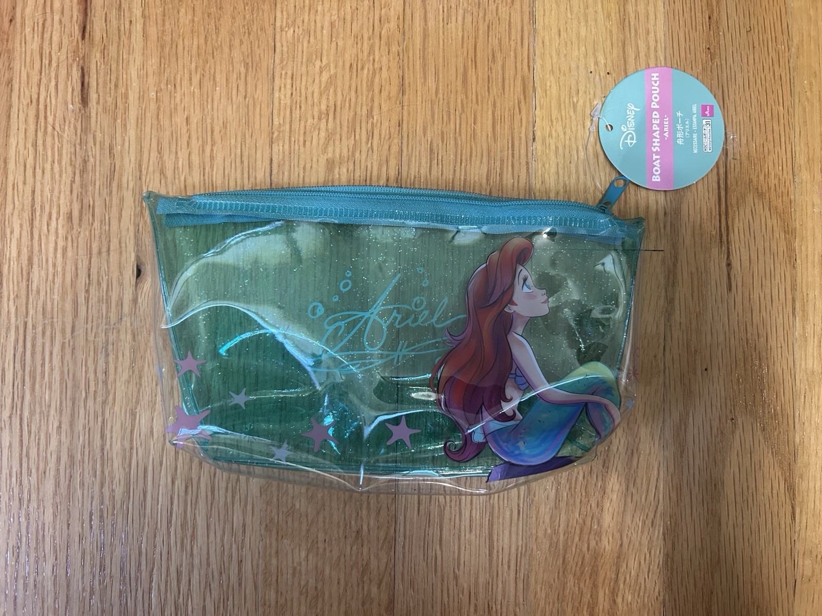 Disney Daiso The Little Mermaid Clear Pouch Bag Makeup Cosmetic Travel Bag NWT