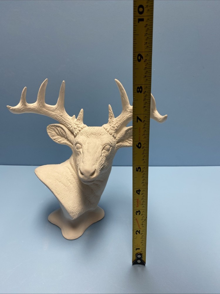 Ceramic Bisque Buck Bust Beautiful Detail Ready To Paint