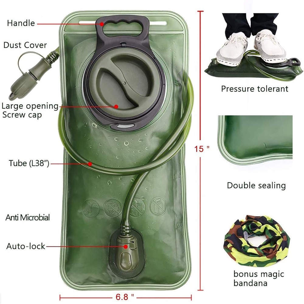 Hydration Bladder, 2L Water Bladder - Military Green