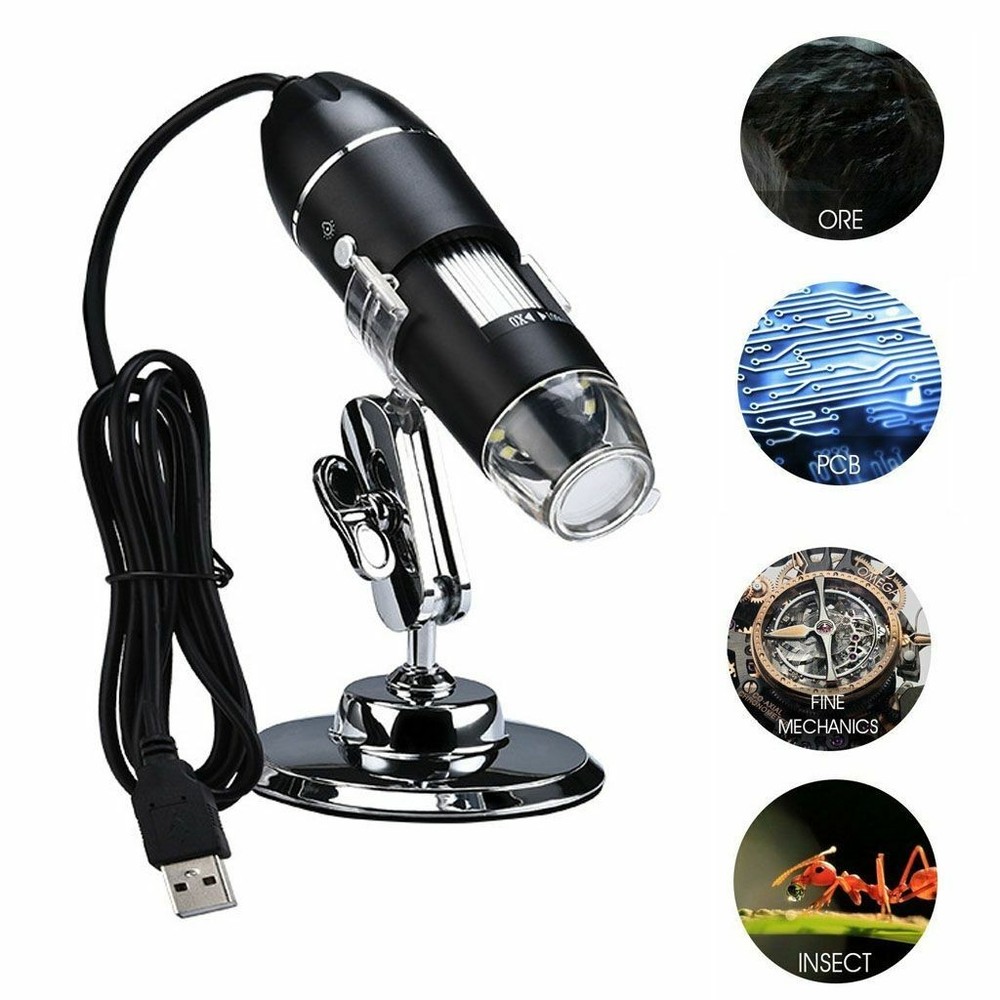 US Professional Digital Microscope 8 LED USB 1000X Magnifier Camera w/ Stand New