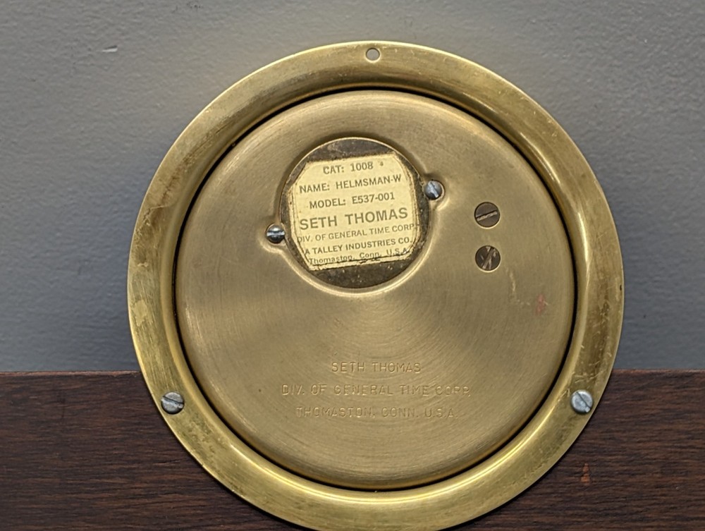 Seth Thomas Helmsman Ship's Clock E537-001 Mounted Wood Base SERVICED